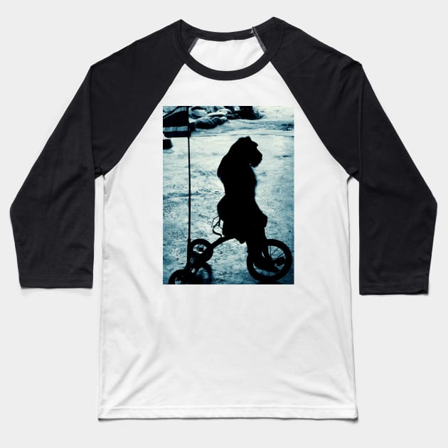 Monkey on bike Baseball T-Shirt by thehollowpoint